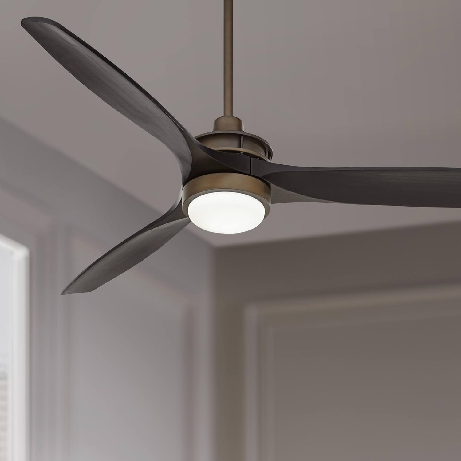 Casa Vieja 52" Windspun Rustic Farmhouse 3 Blade Indoor Ceiling Fan with Dimmable LED Light Remote Control Oil Rubbed Bronze Matte Black Wood for Living Kitchen House Bedroom Family Room
