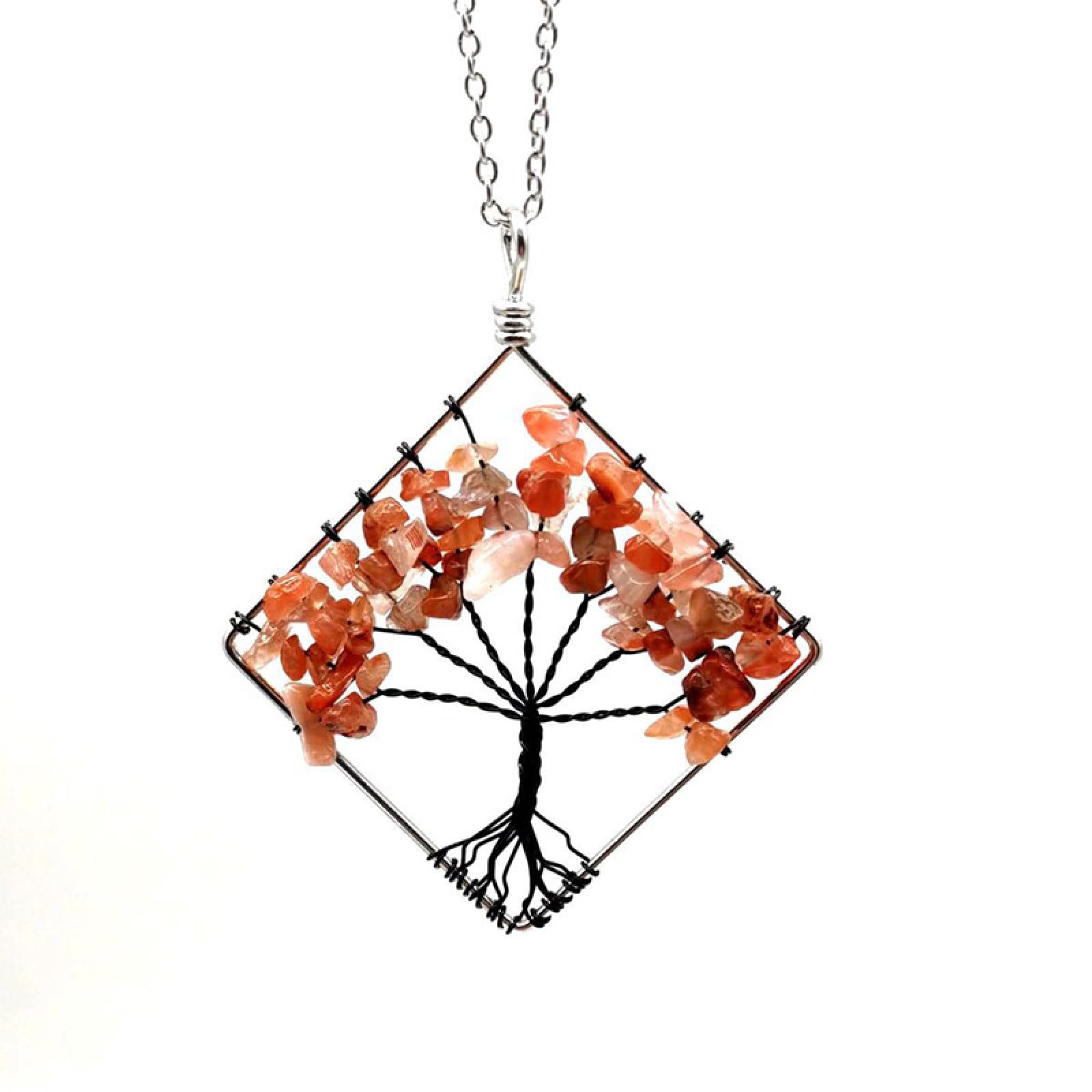 Collier Pendentif En Agate Rouge – Pierre Naturelle, Forme Roulée, Amour