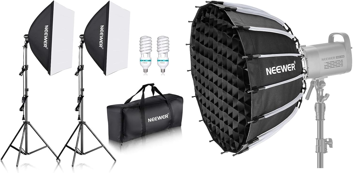 NEEWER 700W Equivalent Softbox Lighting Kit with 22inch