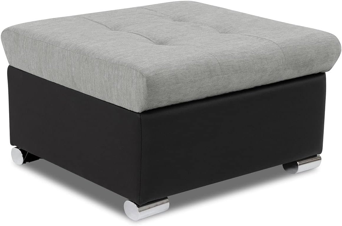 Honeypot - Sofabed - Bangkok Universal - Corner - Sofabed with storage - Fabric/Leather (Footstool, Black/Grey)