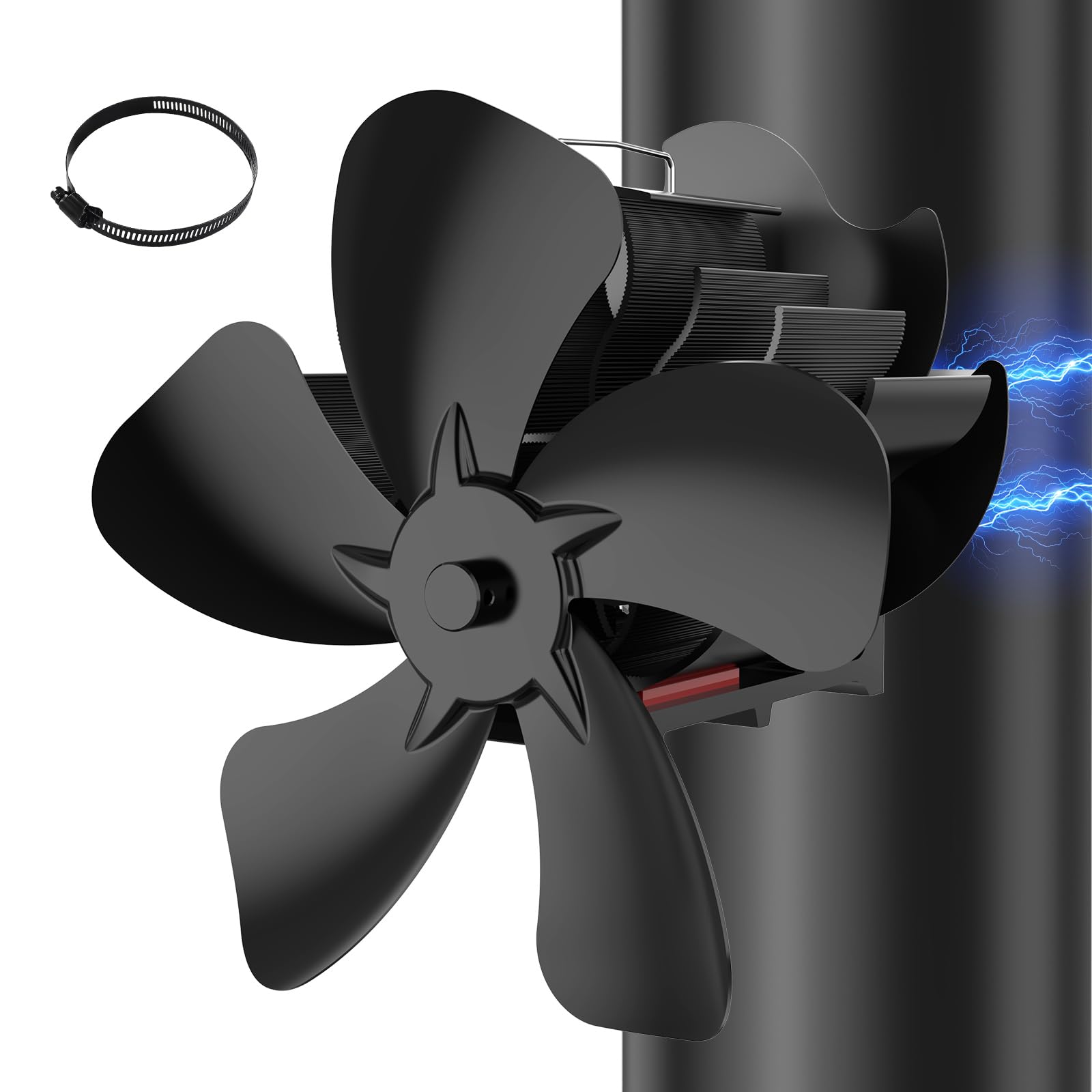 Ventilateur Poele à Bois,ventilateur de poêle à bois magnétique à 5 pales, ventilateur cheminée,économe en énergie et silencieux, Convient aux poêles à bois, cheminées et cheminées