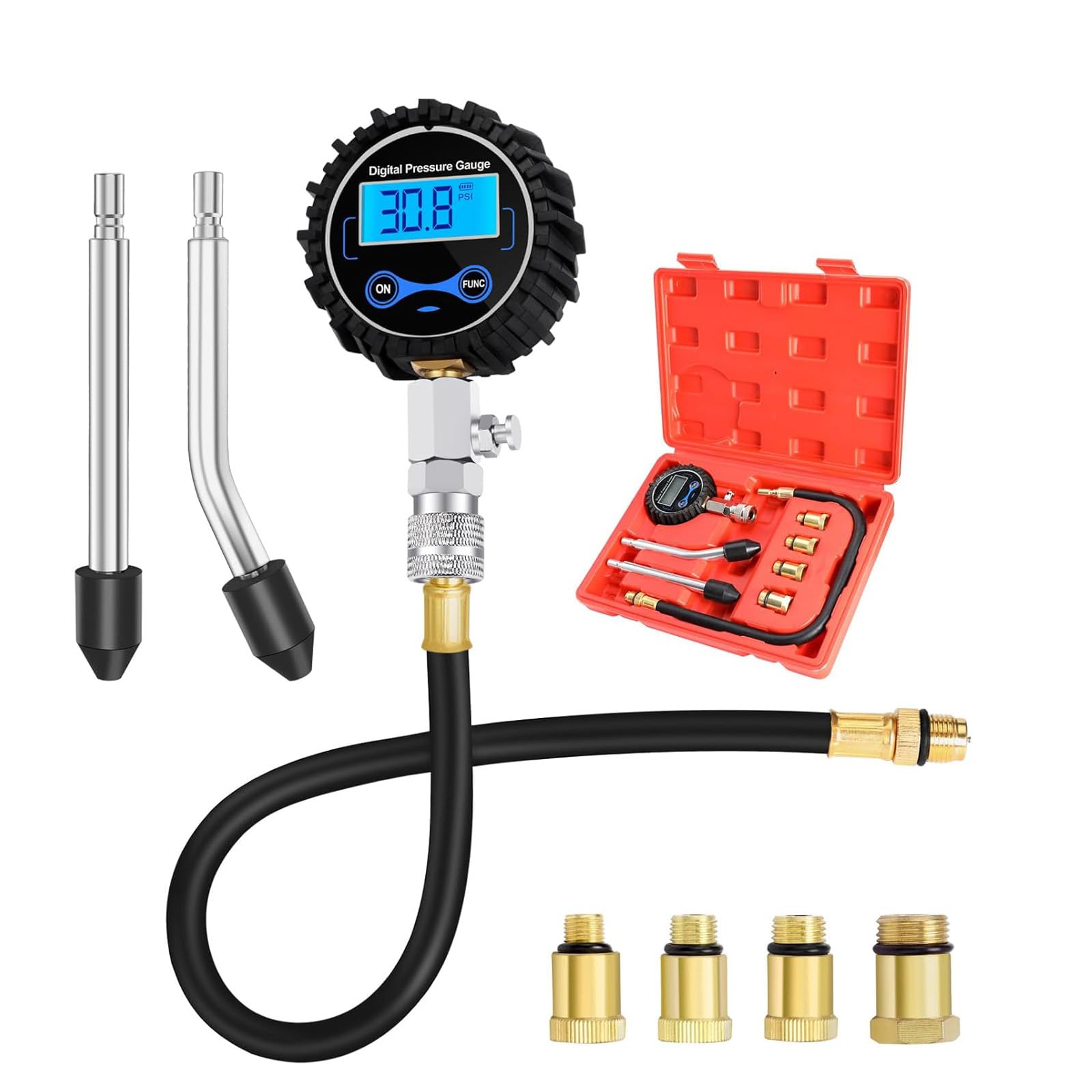 Set di test di compressione del motore digitale con connettori rapidi, adatto per auto, camion, barche, moto, strumento diagnostico per auto