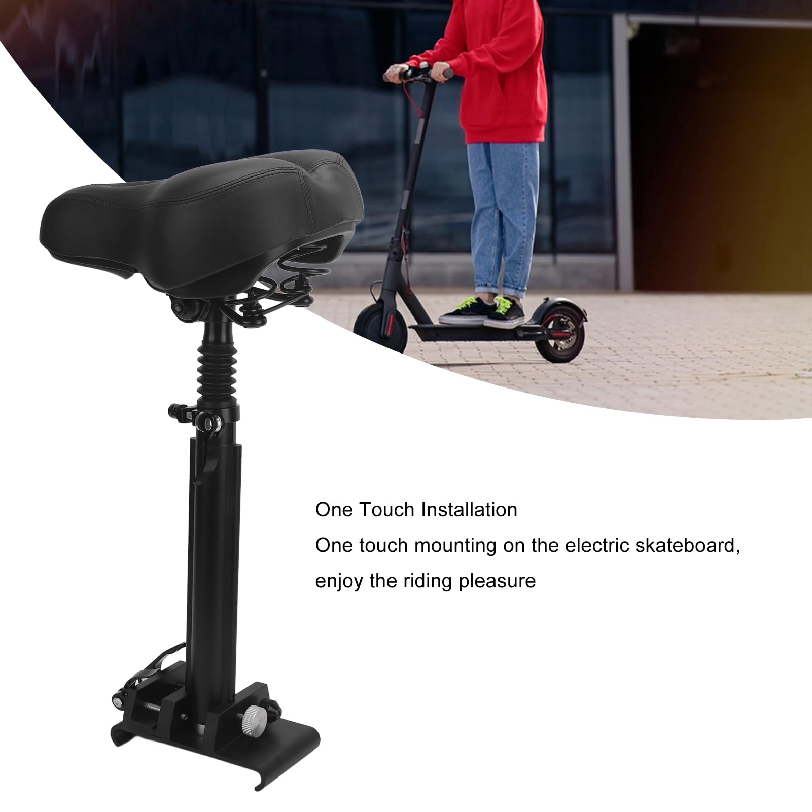 Selle de Siège de Scooter électrique Réglable, Matériau en Alliage D'aluminium et de Fer PU, Installation de Trous Compatible avec HX-X7, HX-X8
