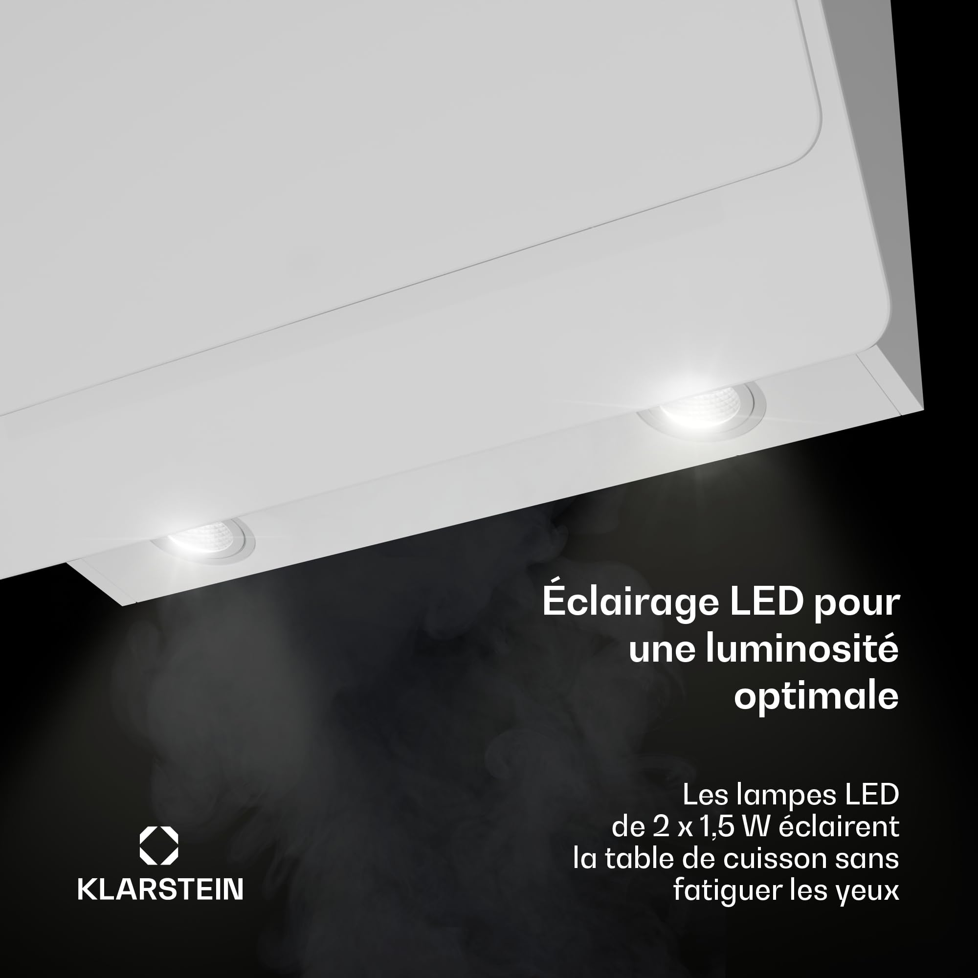 Klarstein Hotte Aspirante 60cm, Hottes de Cuisine Inclinées, Filtre de Hotte en Aluminium, Débit d'Air Puissant 607m³/h, LED, Ecran Tactile, Extracteur d'Air Silencieux, Efficace avec Evacuation