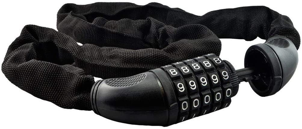 Lucchetto a Catena di Sicurezza Lungo per Bici, antifurto, in Acciaio, con codice Password, per Moto, Bici elettrica, con Catena a 5 cifre, antifurto