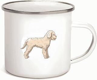Cute Poodle Gift for Pet Lovers Side View of a Small Poodle 12oz Enamel Silver Mug