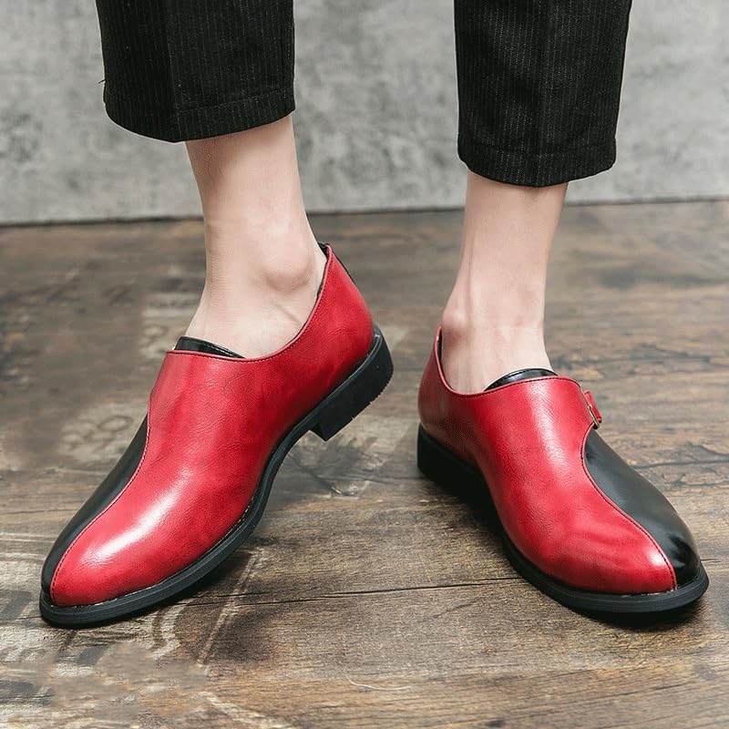 Men Formal Shoes Dress Oxford Monk Leather Comfort Orthopedic Slip On Round Toe Non Slip Block Heel Anti-Slip Slip Resistant Wedding3