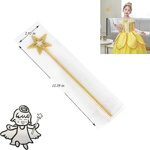 Miniatura 6 de MYUBWTF Varita mágica de plata de 13 pulgadas con forma de elfo y estrella de ángel