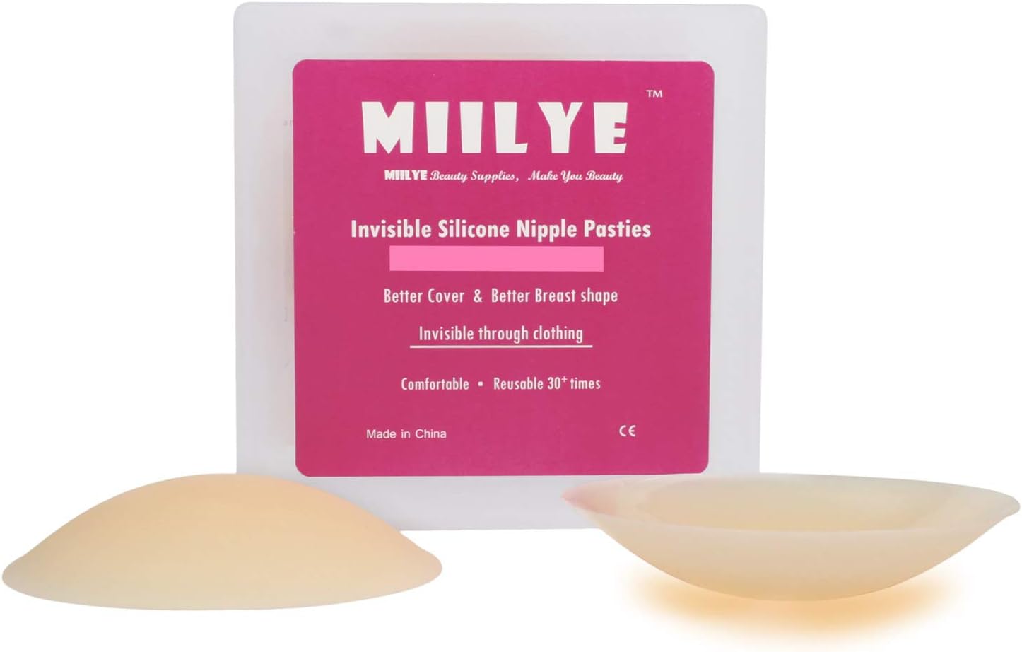 Invisible Self-adhesive Silicone Nipple Covers Pasties Concealer in Dome Shape with Ultrathin Edge for Cup A to D, Nude Color, Small Size 8cm/ 3in