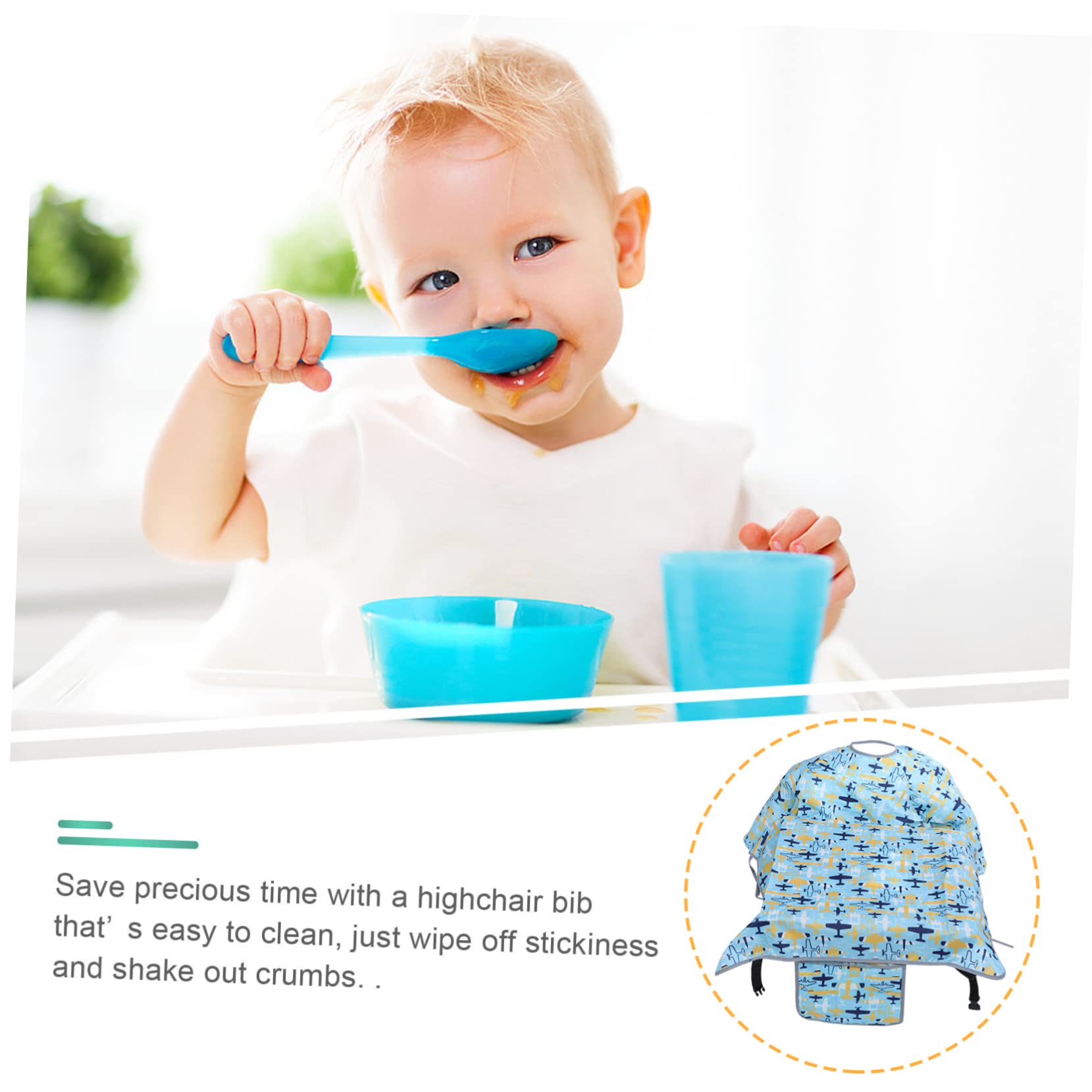 ifundom copertura della sedia da pranzo grembiule Bavaglini carinissimi bavaglini sbavati bavaglini neonata salviette bavaglino a maniche lunghe bavaglino per bambini poliestere Blue