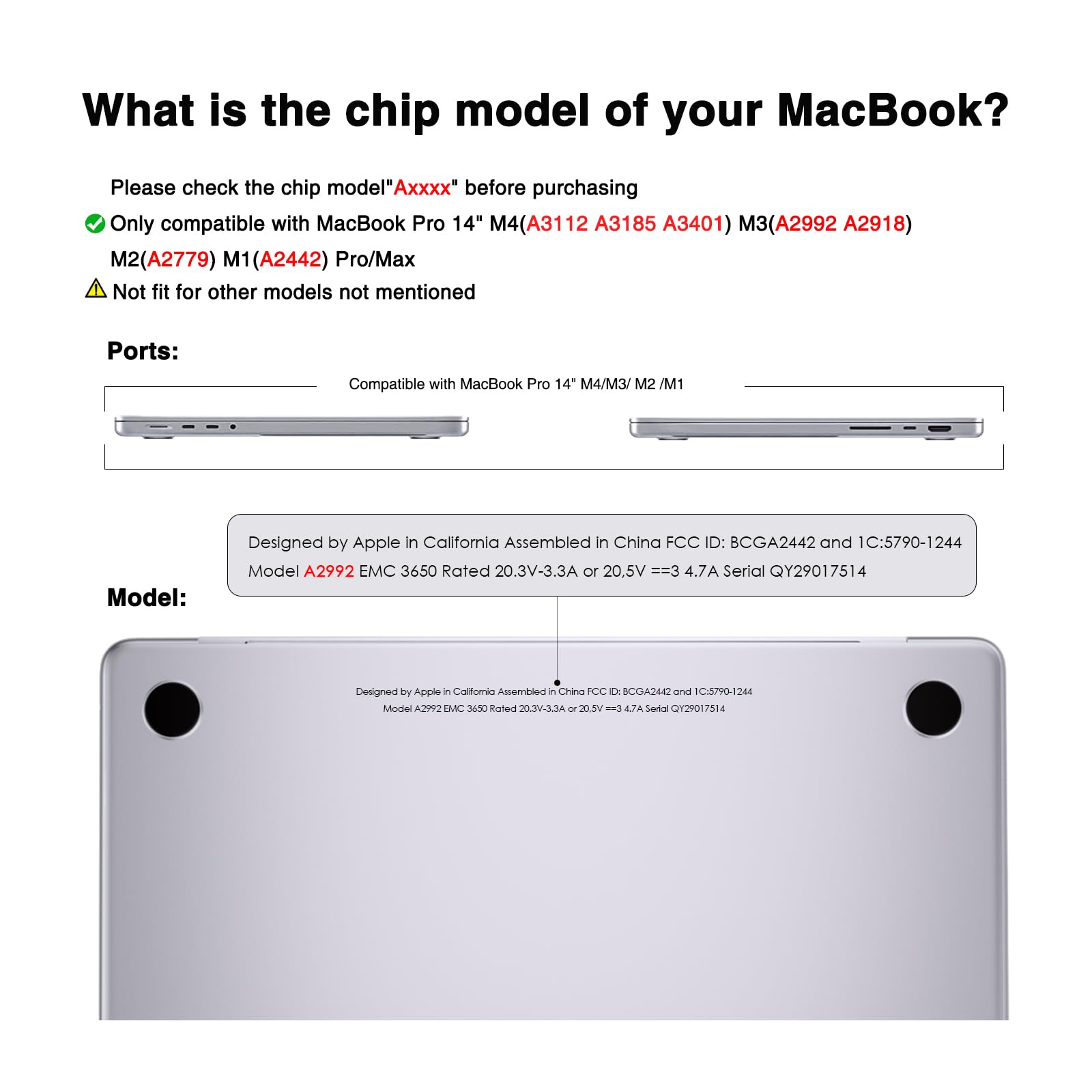 eleger Cover compatibile con MacBook Pro 14" M4 M3 M2 M1 Pro/Max A3112 A3185 A3401 A2918 A2992 A2779 A2442, versione 2024 2023 2021, Custodia protettiva rigida, Trasparente cristallino