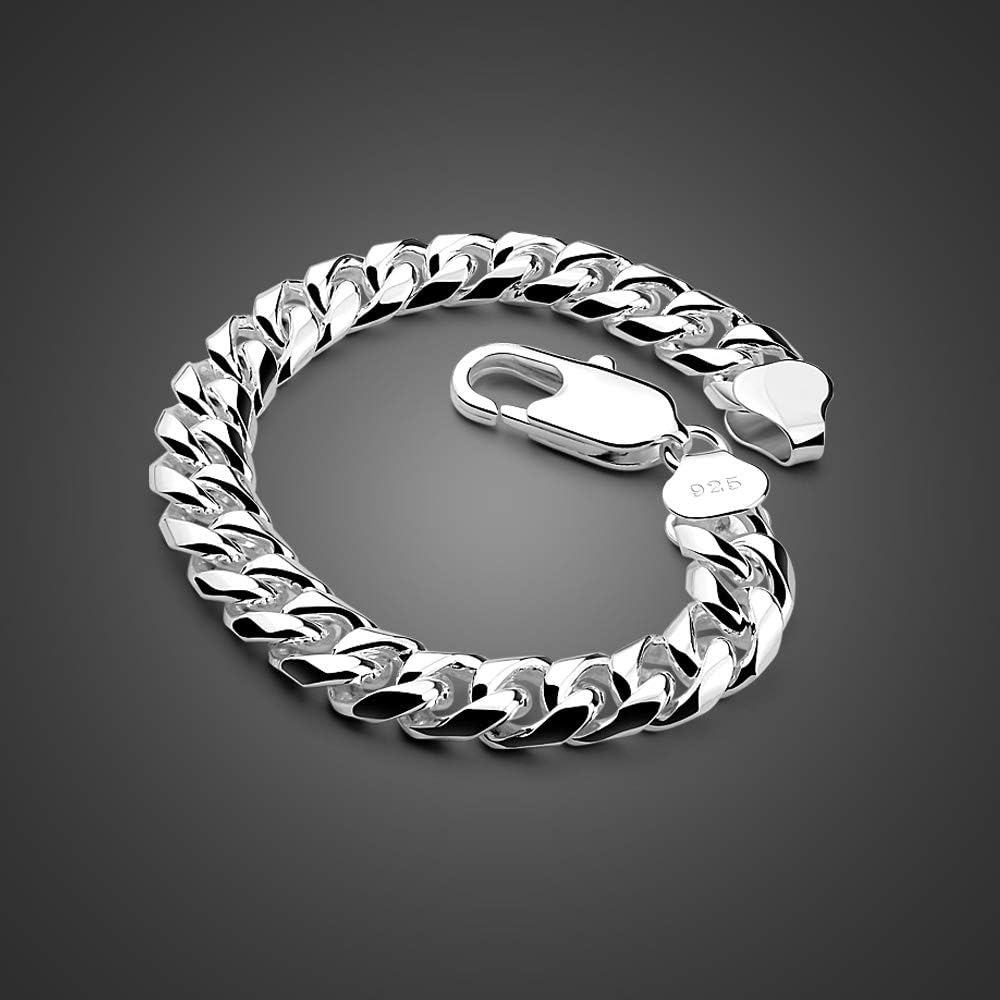 Dankadi Men's Silver Bracelet 8" Hot Cuban Chain 8MM 20CM Size Men's Jewelry Silver Bracelet For Men - Image 9