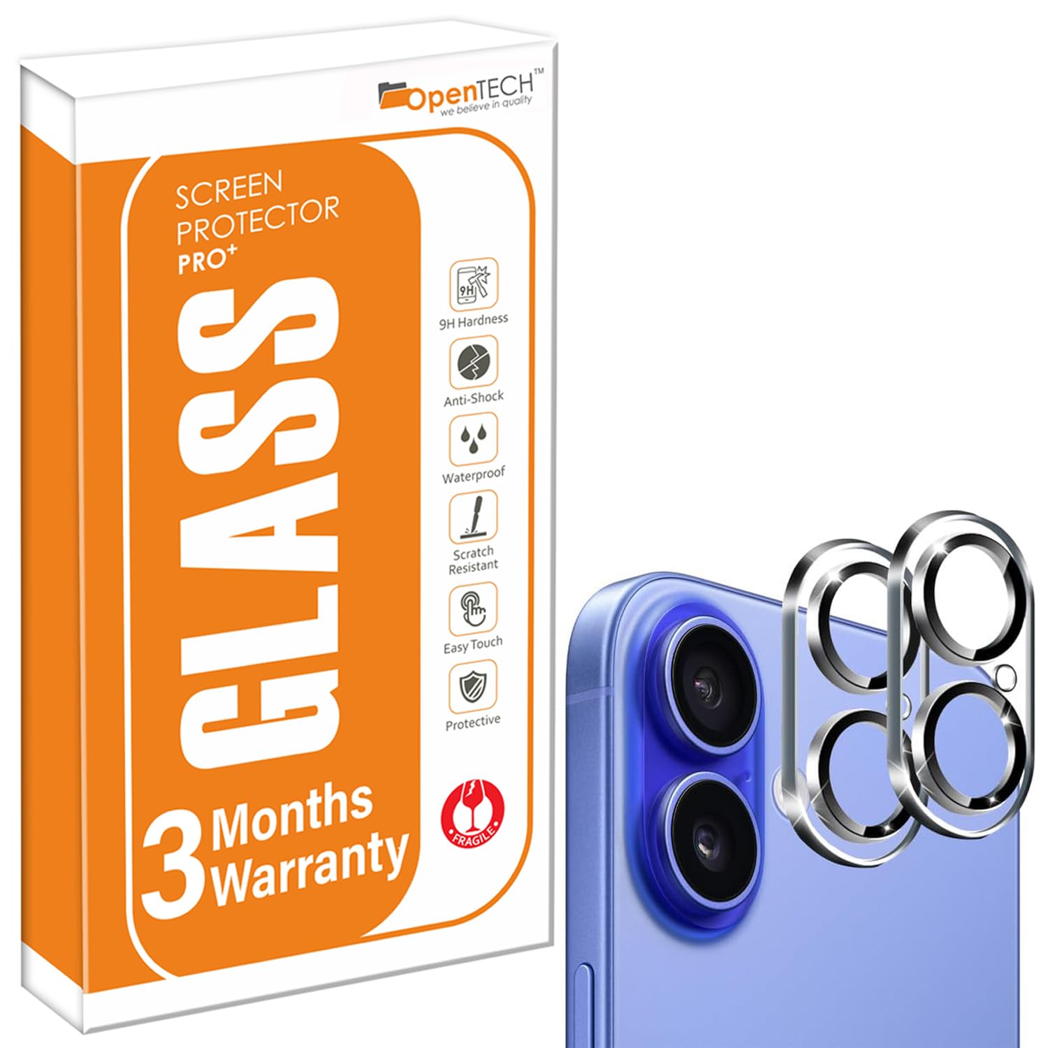 OpenTech® Premium Camera Lens Protector Tempered Glass Compatible For iPhone 17 With Edge To Edge Coverage (Full Transparent) (Pack of Two)-image-14