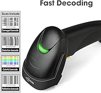 Vista 3 de Escáner de código de barras USB de mano con cable 1D lector de códigos de barras con cable USB para supermercado, tienda de conveniencia, almacén