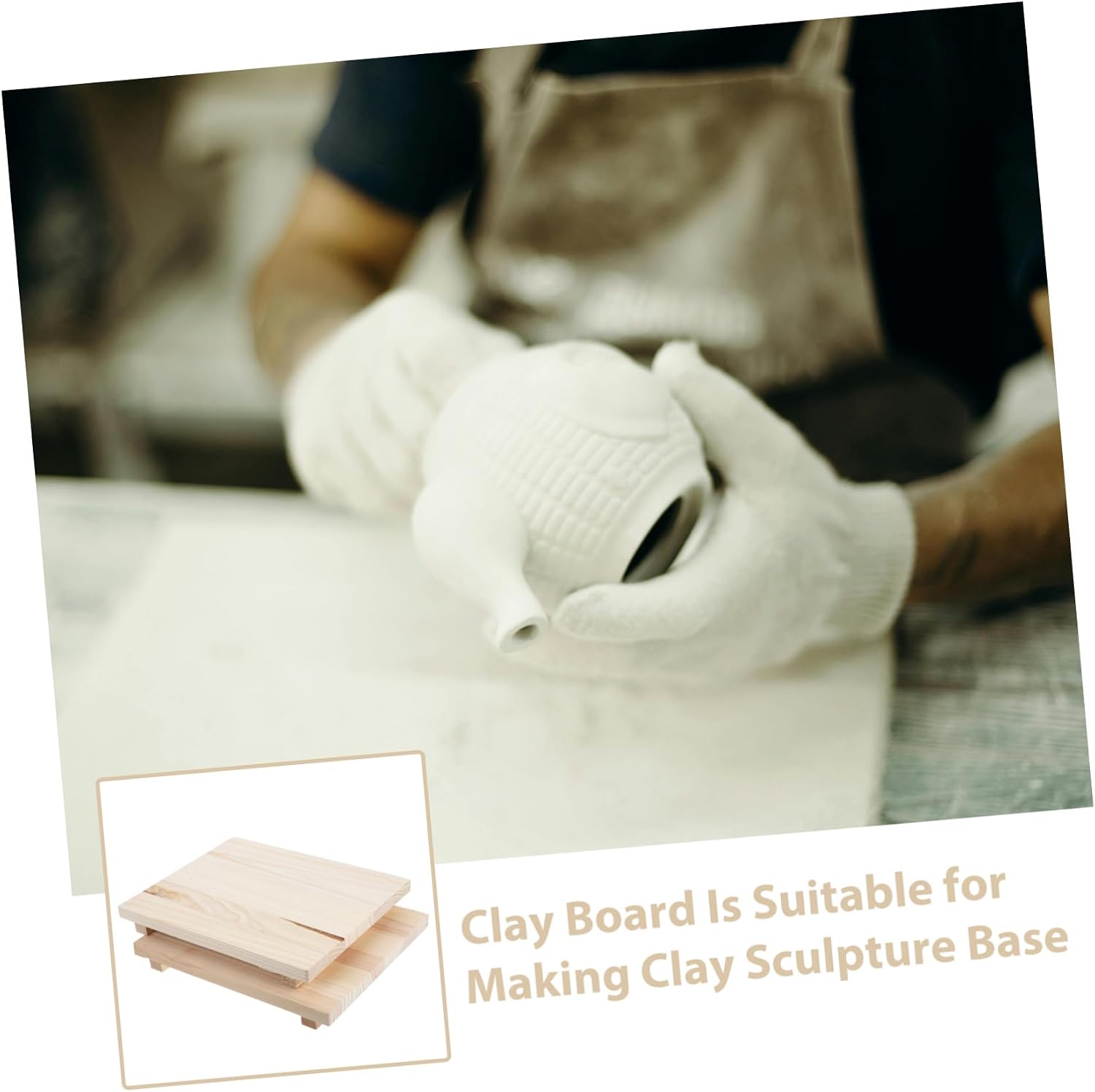 LALAFINA 2pcs Wooden Clay Boards for Sculpting and Pottery Projects Durable Absorbent Drying Mats Natural Crafting Tools for Ceramics and Arts