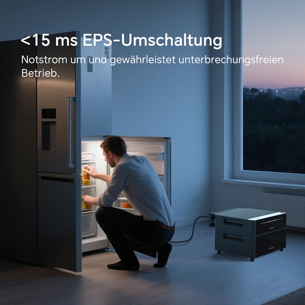 Marstek Venus D 5120 Wh Impianto solare da balcone con batteria espandibile e micro-inverter – 4 MPPT, Ingresso FV da 4 kW e uscita da 2,2 kW, Espandibile fino a 15,36 kWh, 6000 cicli, IP65, Plug&Play