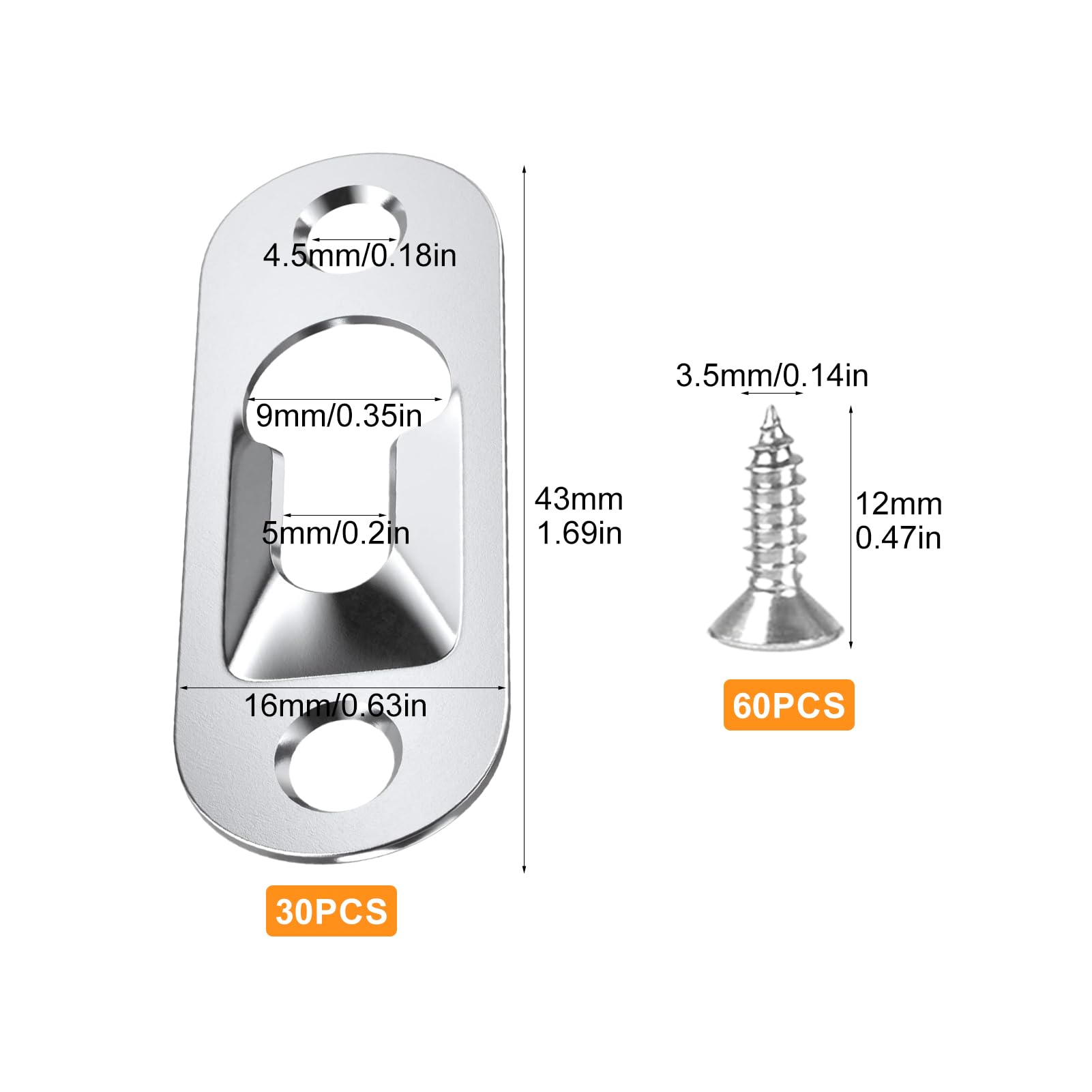 30 Pcs Keyhole Hanger, Sawtooth Picture Hanger with 60 Pcs Screws - Image 3