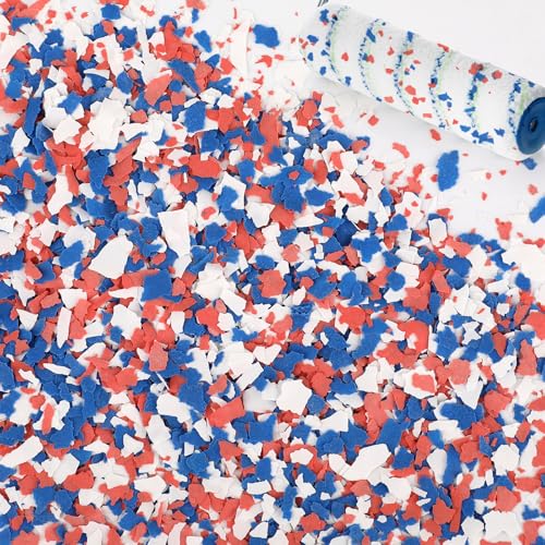 2800G 6.17Lb Blend Decorative Color Chips,Epoxy Flakes Blend Concrete Floor Coatings,Decorative Paint Flakes for Garage Floor Paint Interior Exterior Walls Floors(Blue Red White)