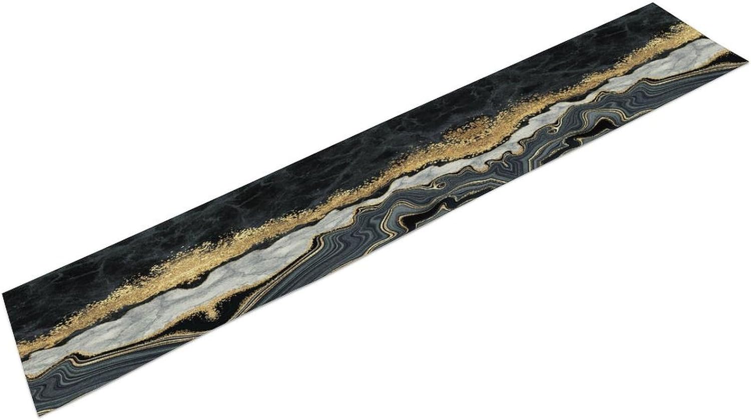 Marble Modern Abstract Table Runner,Luxury Black Gold Cracked Texture Table Center Decor for Restaurant Kitchen Wedding Farmhouse Indoor Outdoor Home Party Cabin Dining Decoration 13×120in