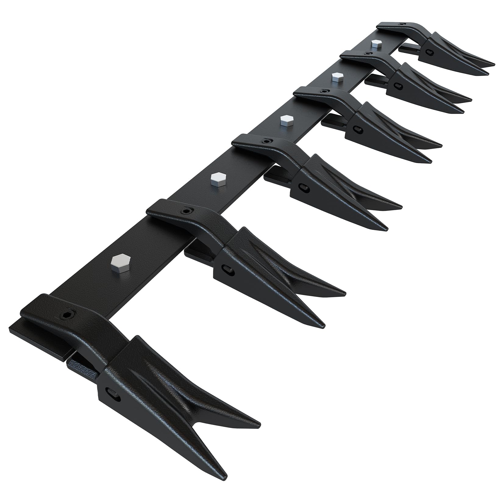 Garvee Barre à dents robuste pour godet de tracteur sous-compact - Acier haute résistance - 6 dents - Installation sans perçage - Protection bord de coupe - Idéale pour chargeurs agricoles -Noir