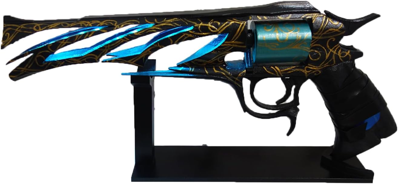 Midnight Coup hand cannon prop FREE BANNER, has moving ammo, plastic light and durable. SAFE, does not shoot