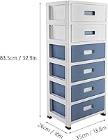 Vista 3 de Carrito de almacenamiento con ruedas con 6 cajones, organizador de almacenamiento apilable, carrito multifuncional de plástico, organizador