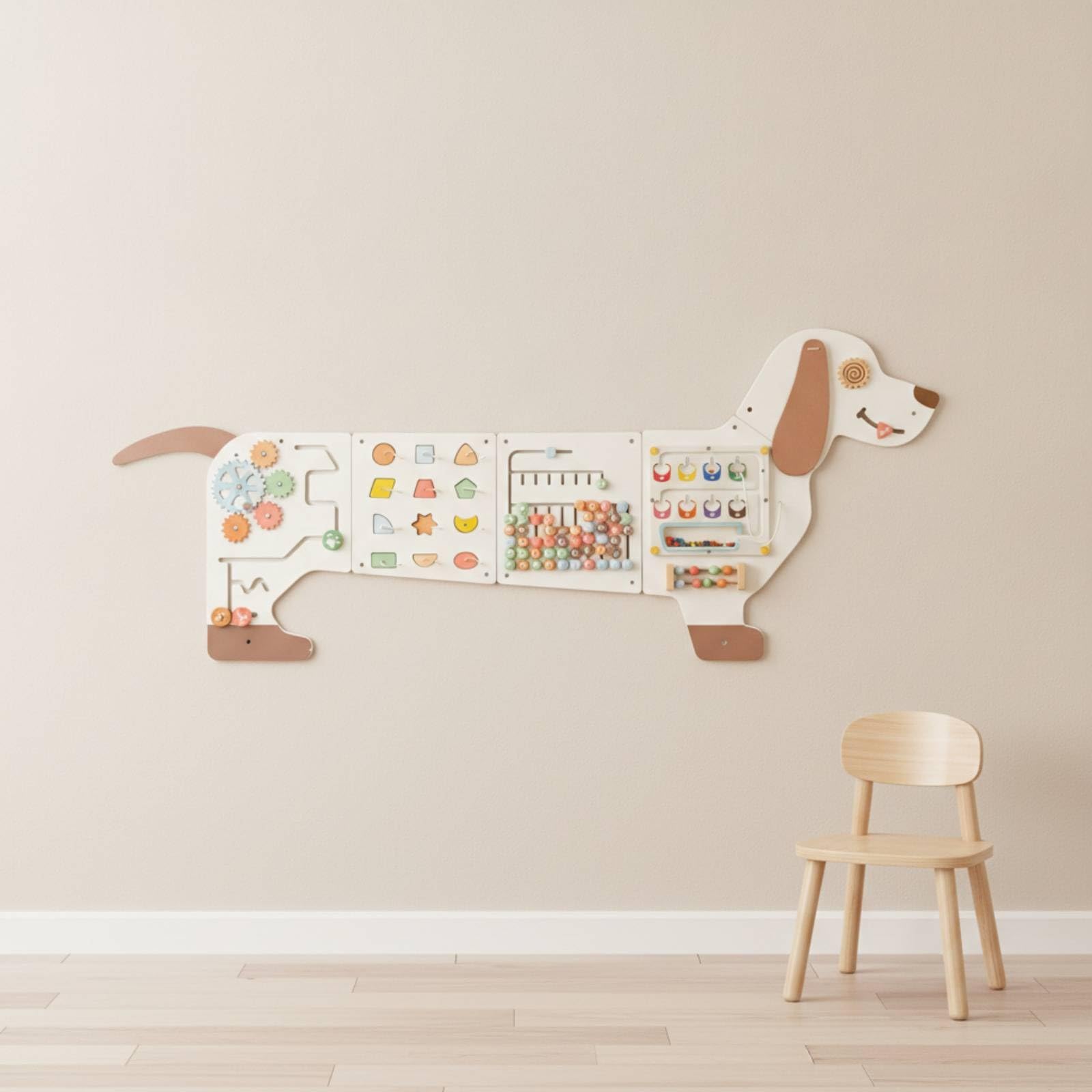 Pannello attività a Forma di Cane in Legno Senza Schermo Tavola Occupata da Parete con Silhouette di Cane Robusto per Aula Scolastica, Asilo