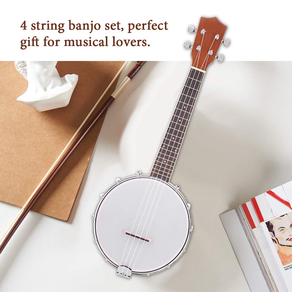 Cadeaux de mai Ensemble de Banjo à 4 Cordes avec Un Chiffon polonais de Nettoyage de Capo BJ10, pour Les Amateurs de Musique