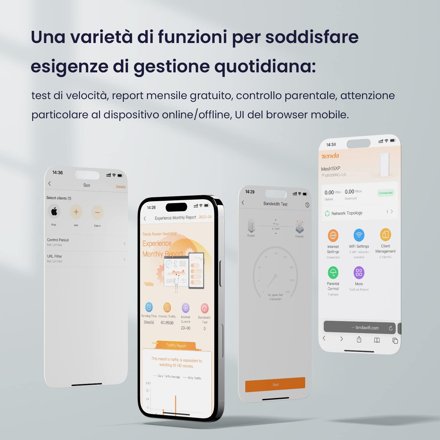 Tenda MX15 Pro(2 Pack) Dual Band AX5400 Mesh WiFi 6, copertura Wi-Fi fino a 240㎡, Tri-core 1.5GHz CPU, 4X4 Larghezza di banda 160MHz, Alexa