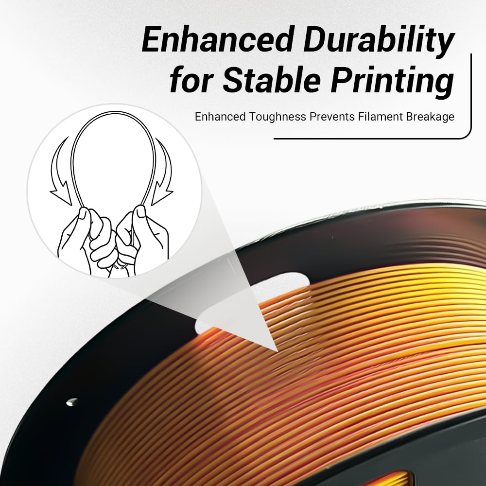 Filament PLA Bicolore Silk 1,75 mm, Bobine de 1 KG, rose rouge or