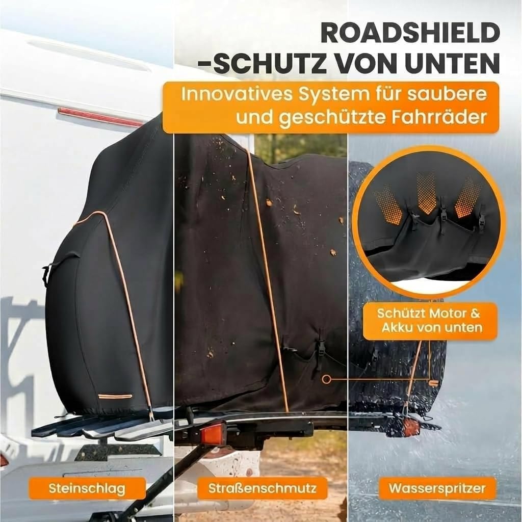 NATURIZ® Fahrradabdeckung Heckträger wasserdicht & reißfest - Fahrradschutzhülle mit 6m Spannseil - Fahrradplane für 2 Fahrräder - Ebike Transportschutz Set, Fahrradhülle, Bike Cover (2 Fahrräder)
