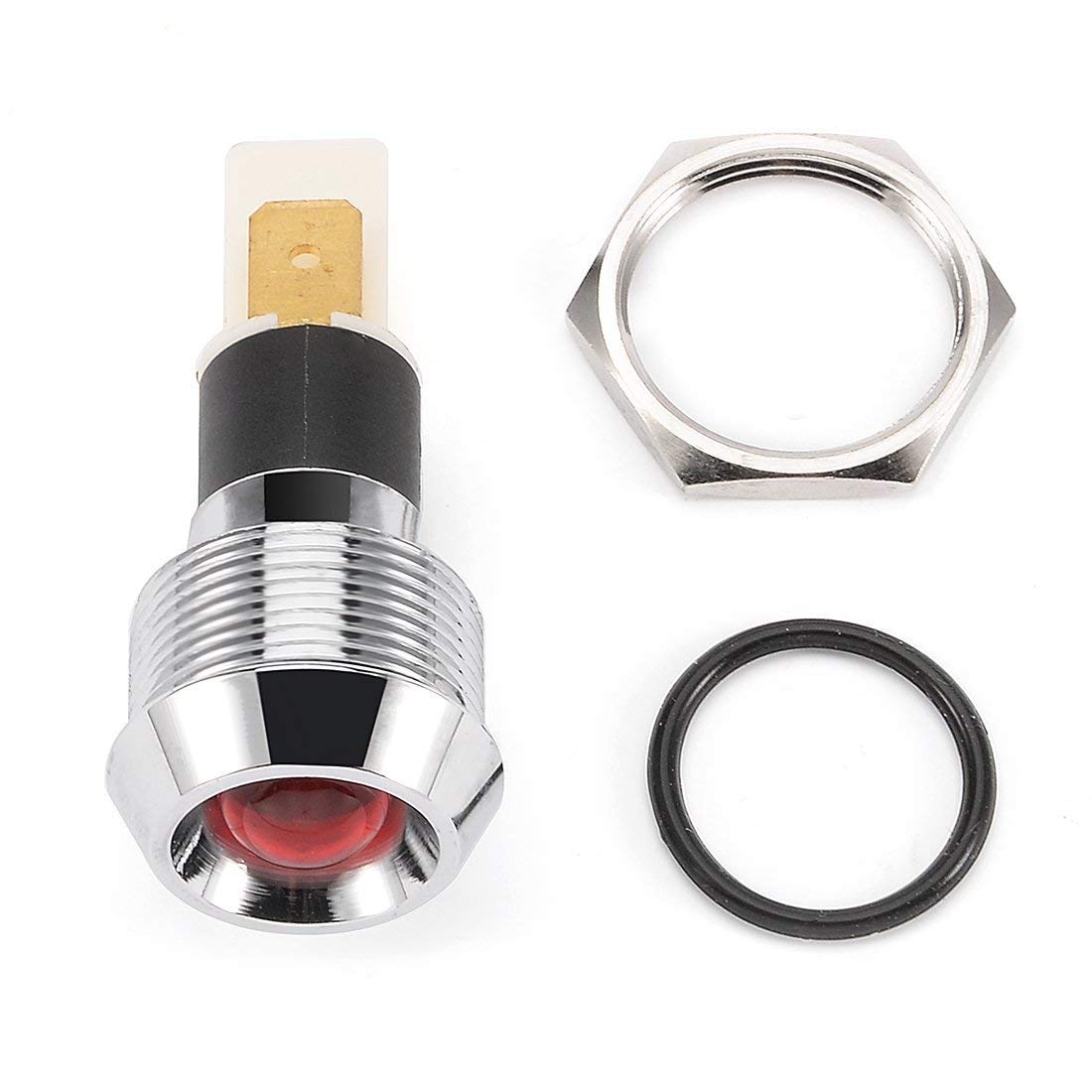 KTM Healthcare® Red : DC 12V 19mm Thread Push-in Mount Stainless Steel Red Concave Head LED Signal Indicator Light-image-39