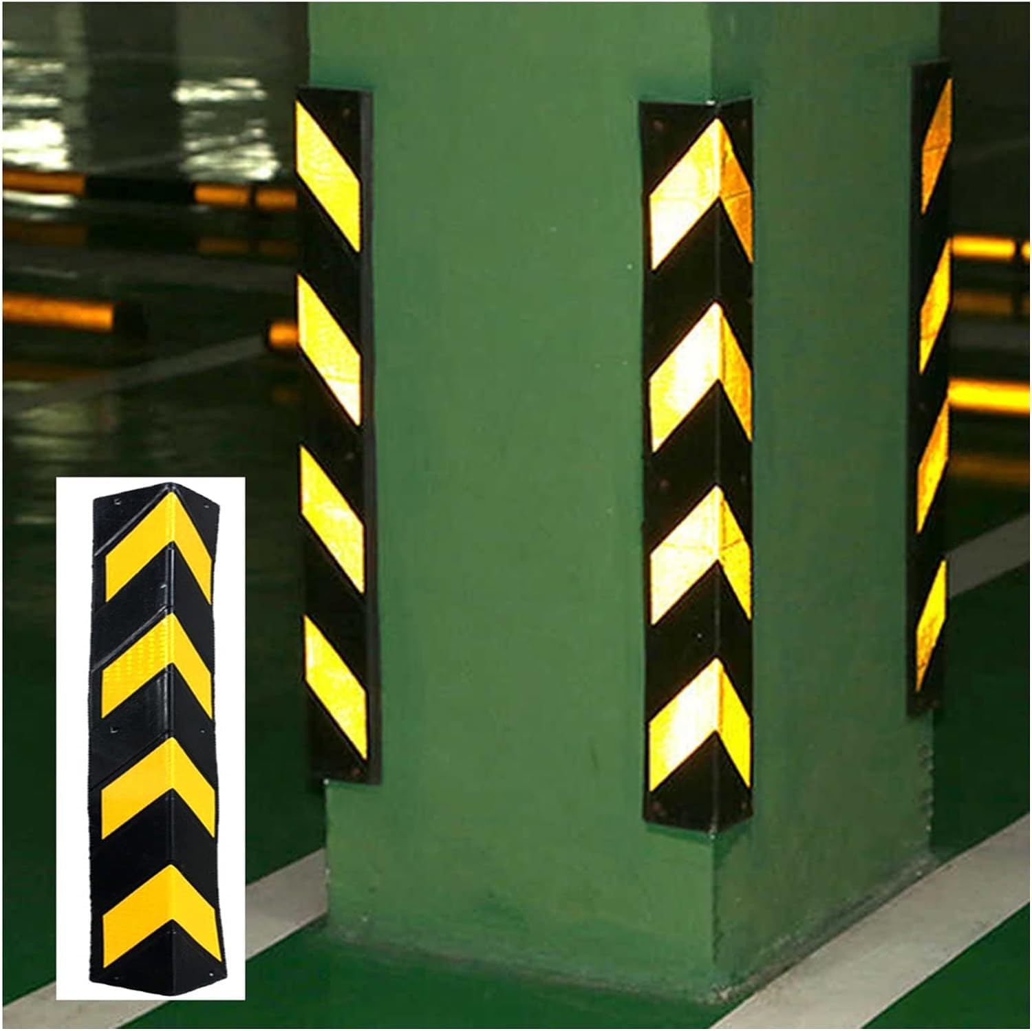 WDSOPK garage wall protector,wall corner protector, Parking Garage Warehouse, Reflective Workshop Ground Floor Garage Corner Guard, 1cm Thick,Yellow,5pcs,100cm (Yellow 5pcs)
