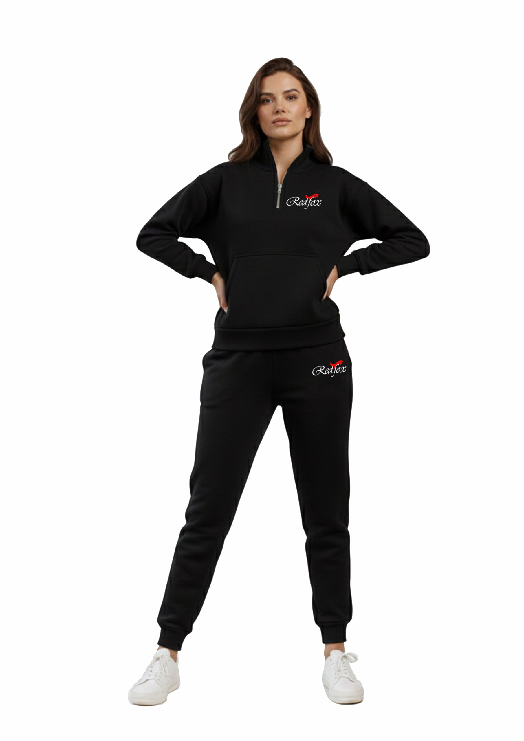 Printed Track Suit for Women | Co-ord Set | Warm Fleece Tracksuit Set-Red fox-image-45