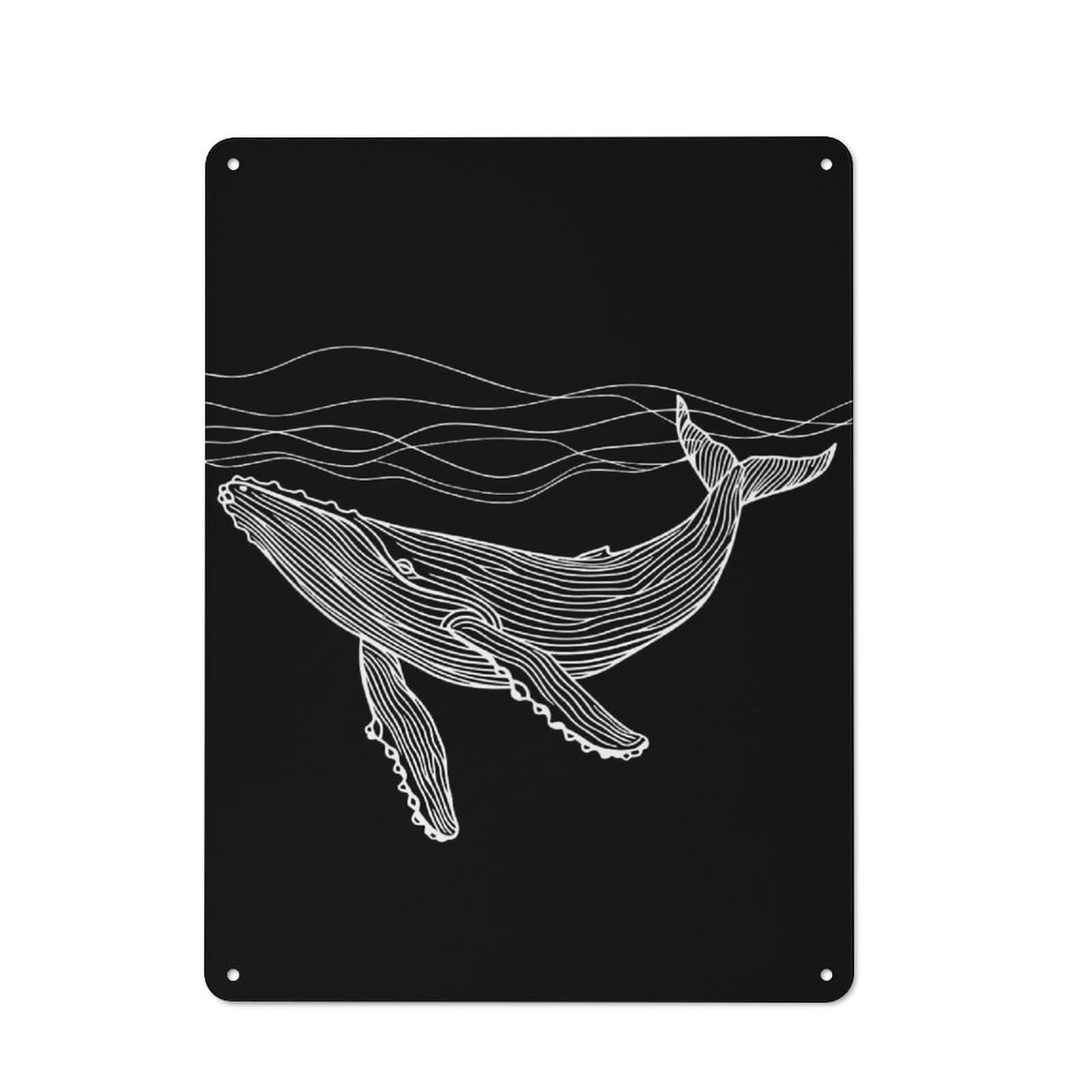 Junmoney Minimal Whale Metal Wall Sign 40X30cm, Rustic Decor For Home Bar Wall, Gift Idea At Christmas For Hosts Who Enjoy Retro Interiors