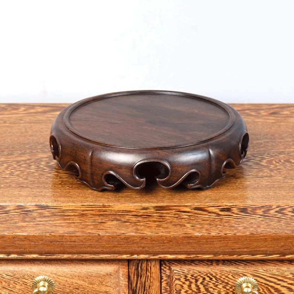Bonsai Pedestal Vase Pedestal Stands Solid Wood Round Solid Base Vase Fish Tank Crafts Buddha Statue Ceramic Incense Burner Solid Wood Bottom Pad Planter Stand Plant Holder