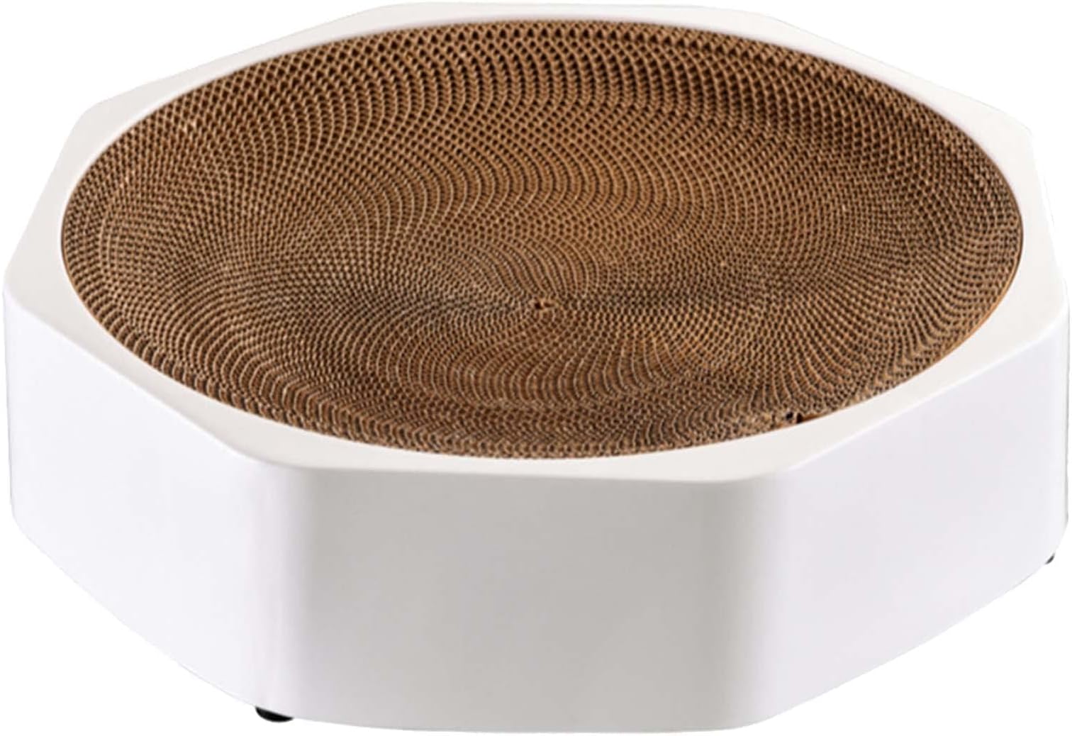 FDKJ Refillable Cat Scratcher, Corrugate Scratcher Cardboard, Scratch Pad for Indoor Cats, Cat Bed, Cat Toy, with Catnip, Cat Scratcher Bowl, Cat Training Toy, Protecting Furniture,White