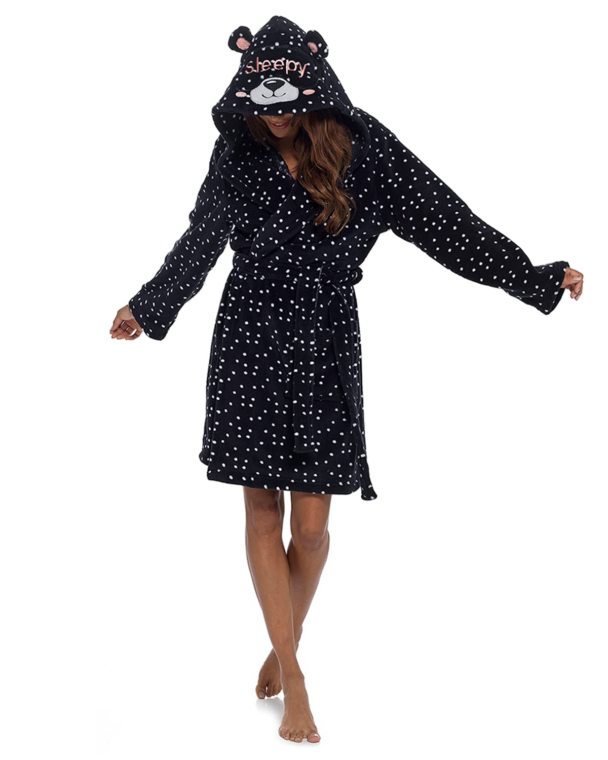 Undercover Ladies Panda Dressing Gown LN1669 Black 16-18