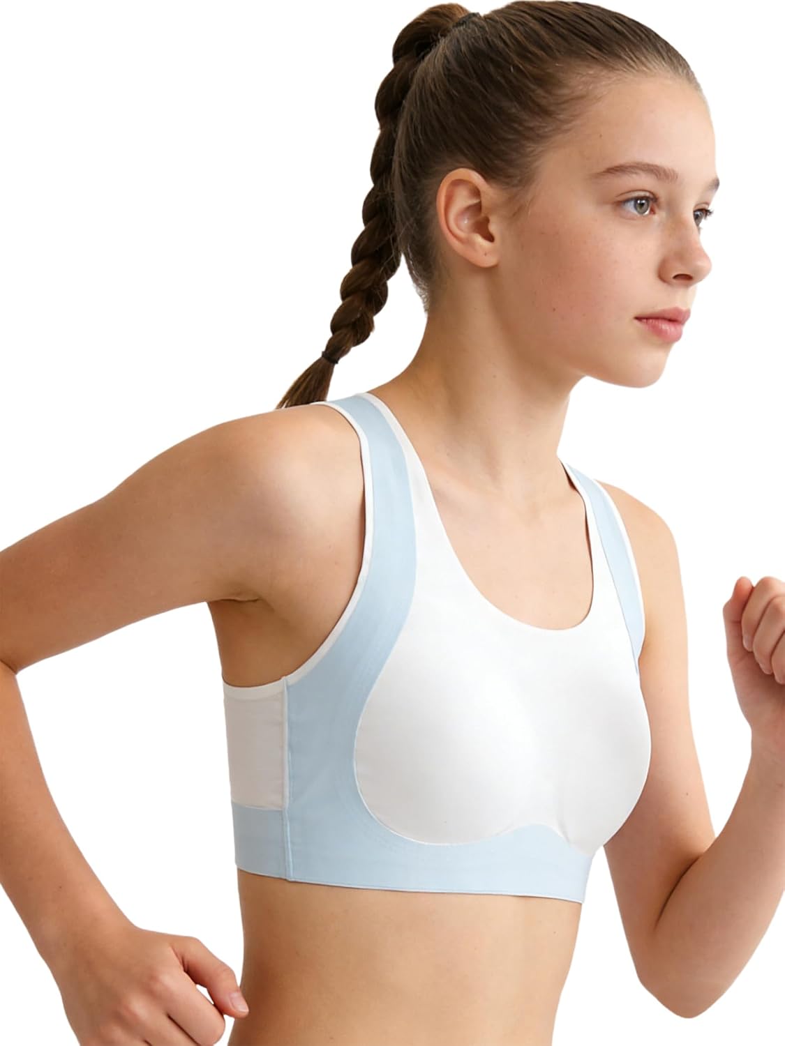 Girls Kids Training Bra Stretch Elastic Straps Crop Cami Seamless Sports Bra Sleeveless Athletic Dance Top