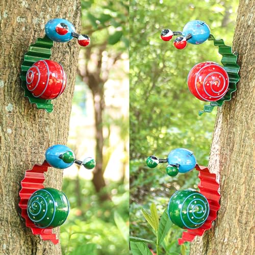 Cruis Cuka Metal Garden Decor Cute Snail Yard Art Outdoor Lawn Patio Ornament Fence Decorations for Outside - Set of 2(Red,Green) - Thumbnail 6