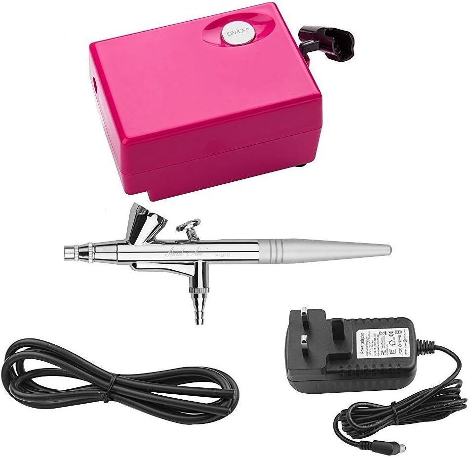 GaGa MILANO SP16 Mini Airbrush Compressor set Air-paint Control suit for Arts,Beauty Makeup,Temporaty Tattoos,Cake Decorating,Crafts and so on (Pink)