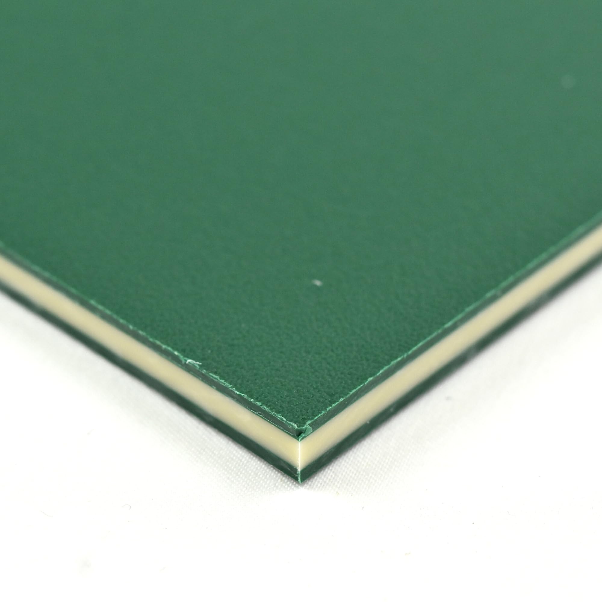 BuyPlastic King ColorCore Plastic Sheet 1/4" x 24" x 48" Green-Tan-Green Color Core, HDPE Board, High Density Polyethylene Panel