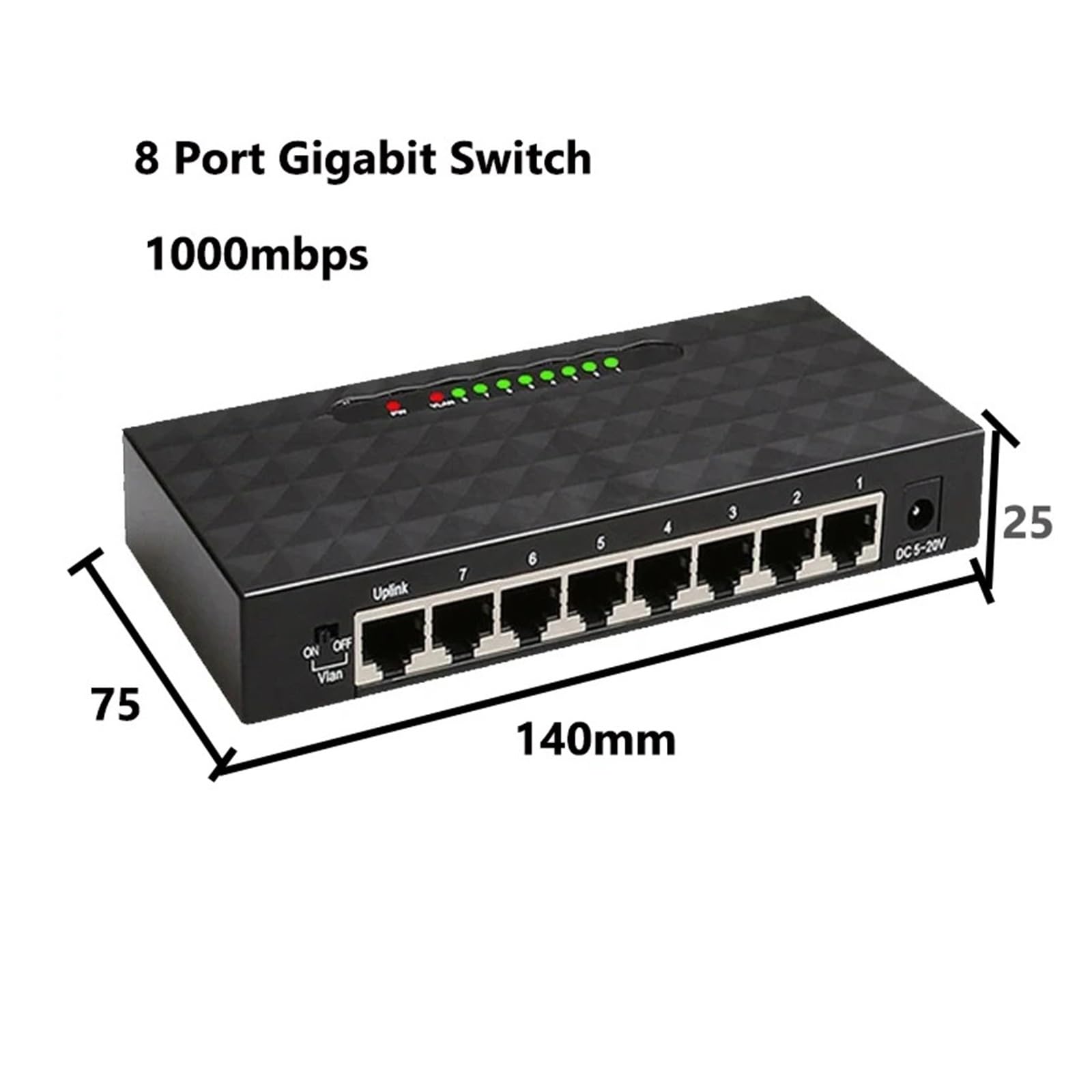 Gigabit-Switch 8 5 portów 1000 Mbps Ethernet przełącznik sieciowy RJ45 Hub (8 portów 1000 Mbps)