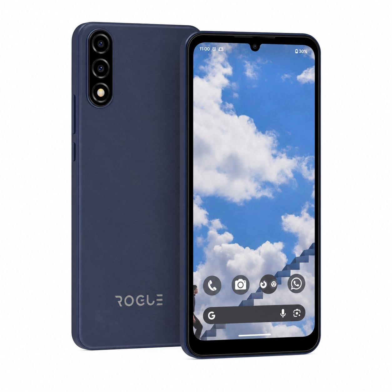 Rogue R67S Unlocked 4G LTE Smartphone for T-Mobile & AT&T Networks, Android 15 Go, 6.8-Inch HD+ Display, 3GB RAM + 3GB Extended Memory, 32GB Storage, 4,000mAh Removable Battery, Blue