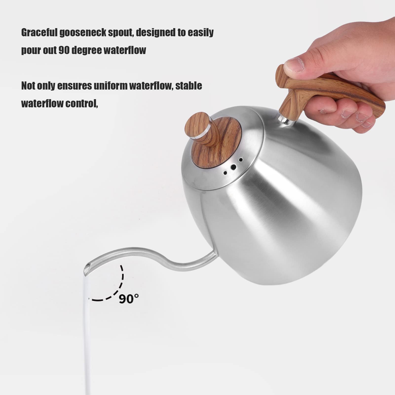 Hervidor de café para Verter, Hervidor de Cuello de Cisne de Acero Inoxidable de Primera Calidad, de Agua de 800 Ml con Ergonómico y Control Preciso, Ideal para el Hogar, la Oficina y la