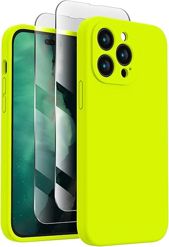 Miniatura 708 de FireNova Funda para iPhone 14 Pro, funda de silicona mejorada [protección de cámara] con [2 protectores de pantalla], forro interior de microfibra