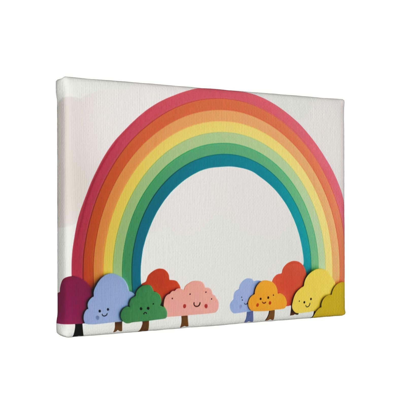 YKLJG Small rainbow Printed Wall Art Canvas Painting 30x20 CM Wooden Framed Picture Painting Artwork Prints for Bedroom Kitchen Home Office Decor