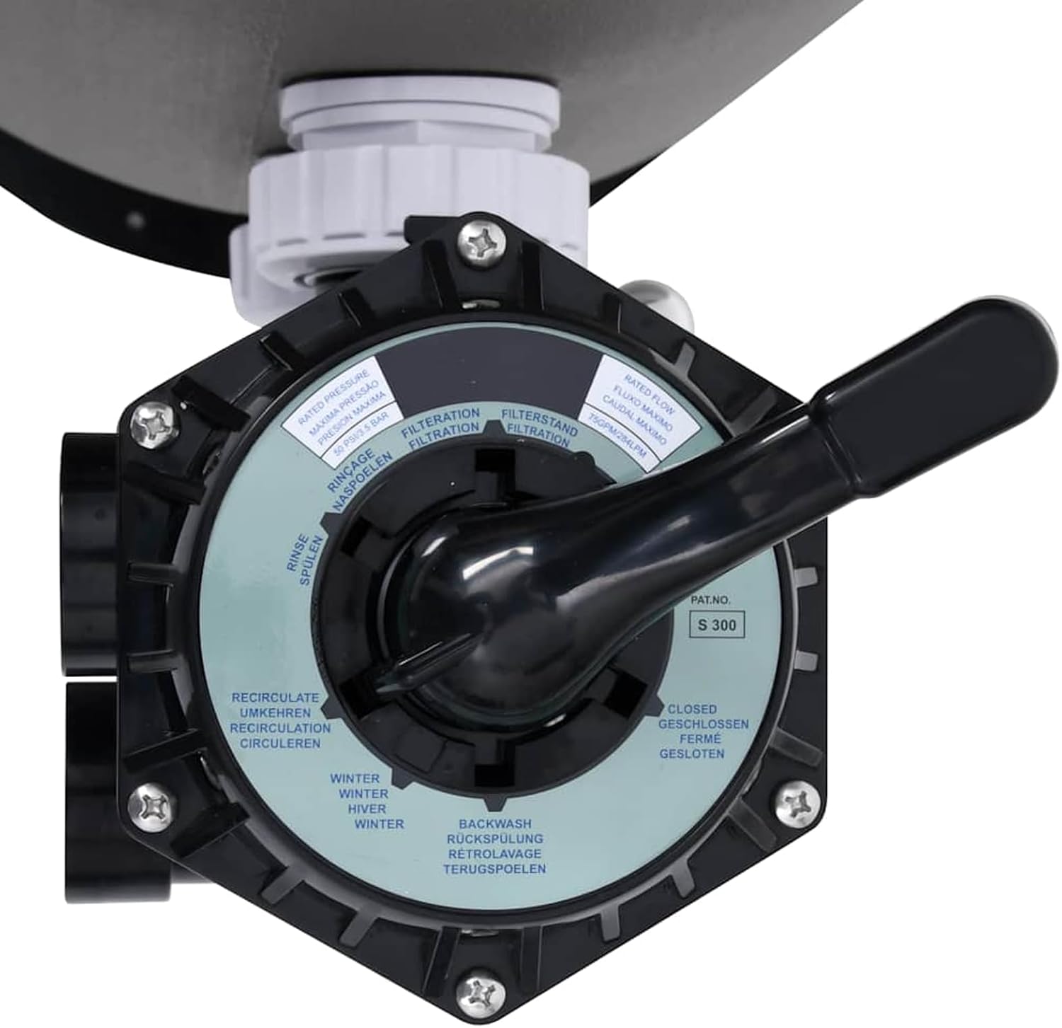 Gecheer Economical Pool Sand Filter 3.5 bar Pressure 79 kg Sand Filter Needed 6-Way Valve Grey Plastic