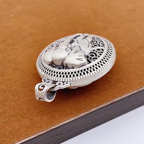 Miniatura 8 de Collar con colgante de animales de la suerte tridimensionales chapado en plata de ley hecho a mano, elefante de la suerte, zorro de la suerte, Pixiu