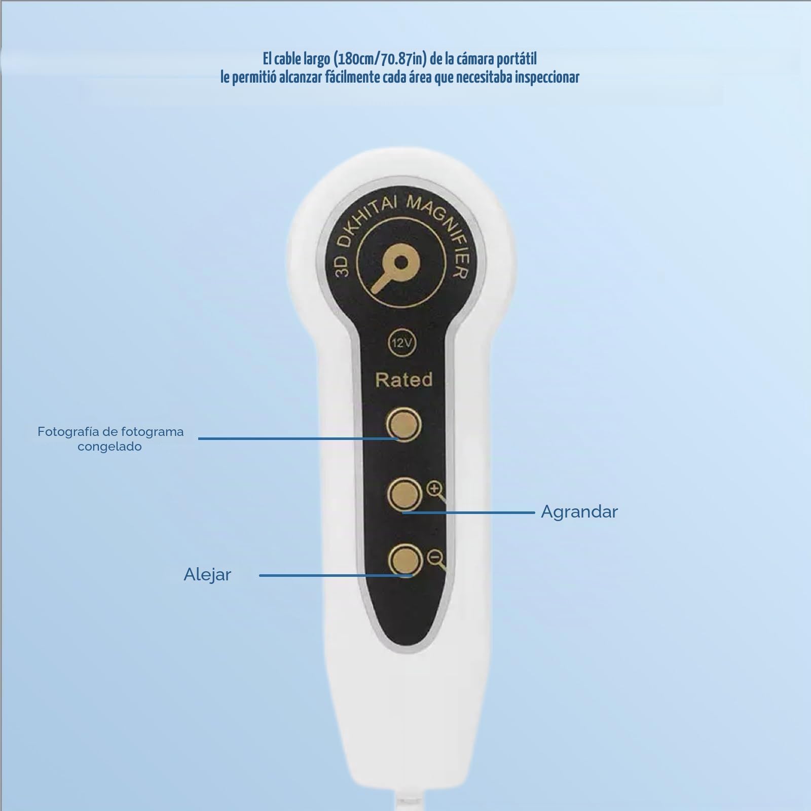Cámara para el análisis del Cuero cabelludo, 5" HD, Recargable, con microscopio para el diagnóstico Profesional de la Salud Facial y de los folículos pilosos. Ideal para el hogar, salón de Belleza y